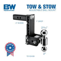 B&W Tow & Stow dual-ball sizes simplify hitch setup (2in and 2-5/16in)