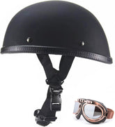 BwondMand motorcycle half helmet front view in matte black, lightweight protection for riding
