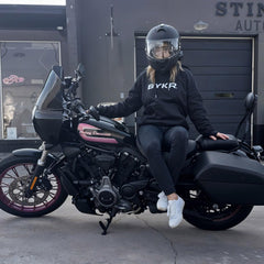 BYKR motorcycle hoodie breathable mesh liner delivers all-season comfort.
