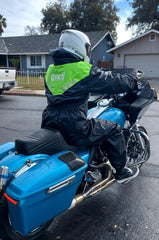 BYKR packable two-piece rainsuit ready for on-the-go use