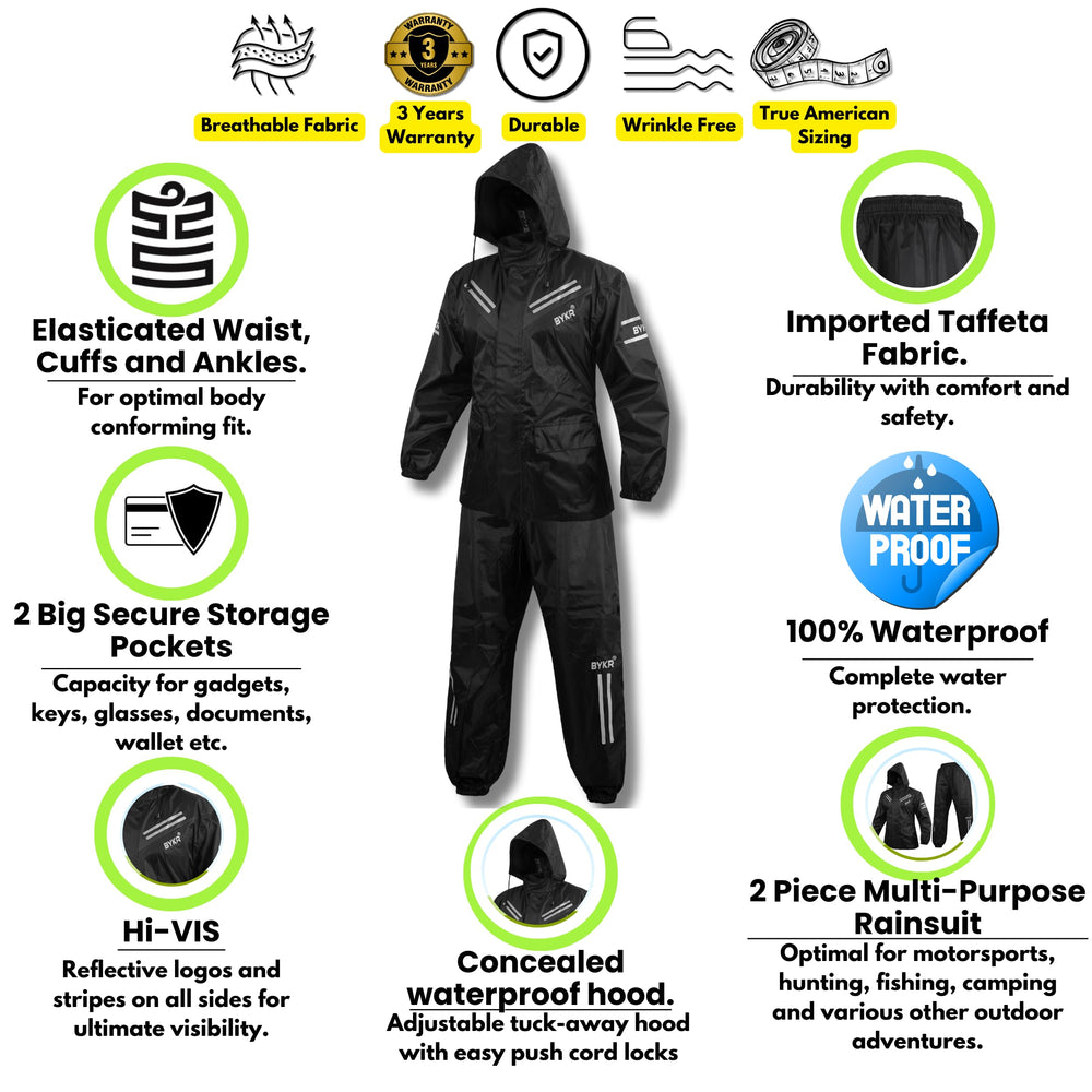 BYKR rain pants with adjustable cuffs ensure a secure, customized fit