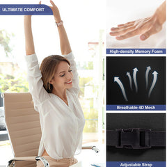 BYMECOST lumbar cushion on an office chair promotes improved posture.