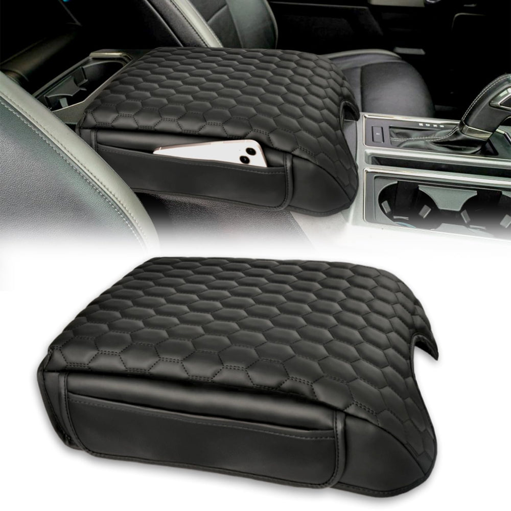 BystralX center console cover for bucket seats fits F-150 and protects the console and adds comfort.