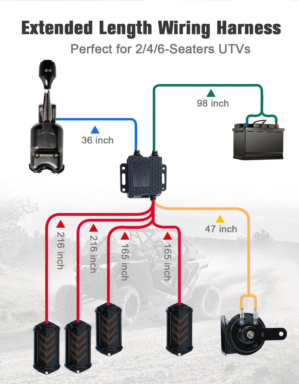 BystralX extended cables fit 2-, 4-, and 6-seat UTVs for flexibility