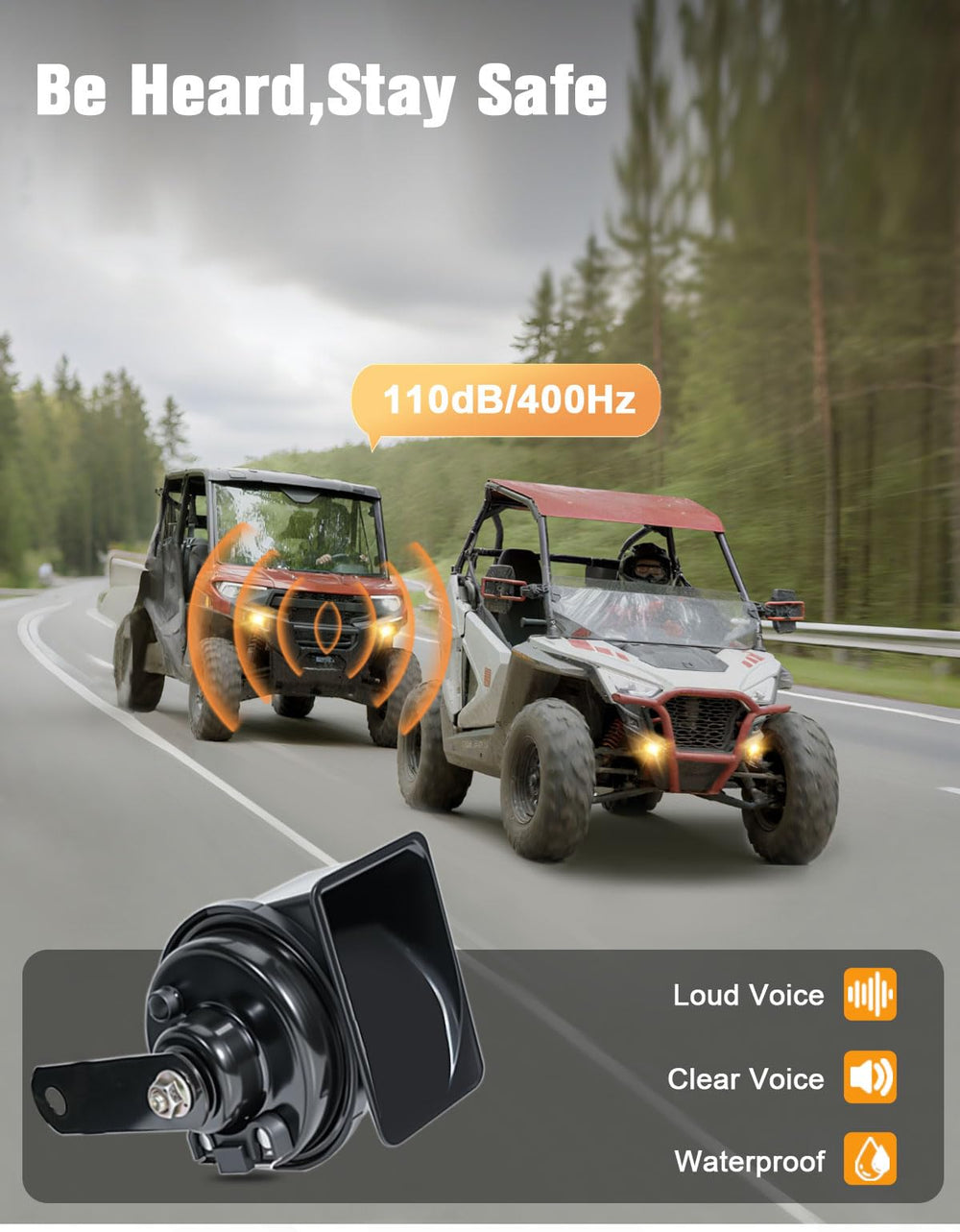 IP67 waterproof and rugged construction withstands mud and rain.