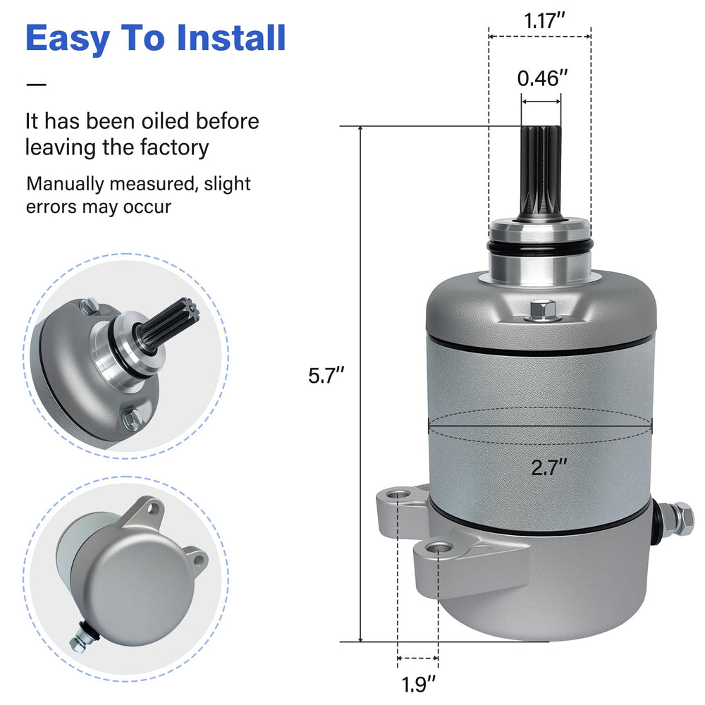 C CLINK starter motor for Honda Rancher 350 side installation view supports easy wiring.