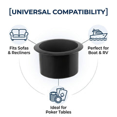 Inner diameter 3.3 inches with 4.3 inch flange for standard cups