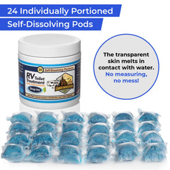 Odor elimination visuals with fresh laundry-like scent in RV.
