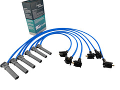 Cable Master 8-2mm racing spark plug wires in blue improve ignition performance and durability.