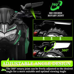 Caboriallan rearview mirror wing open offers wider field of view for safer riding.