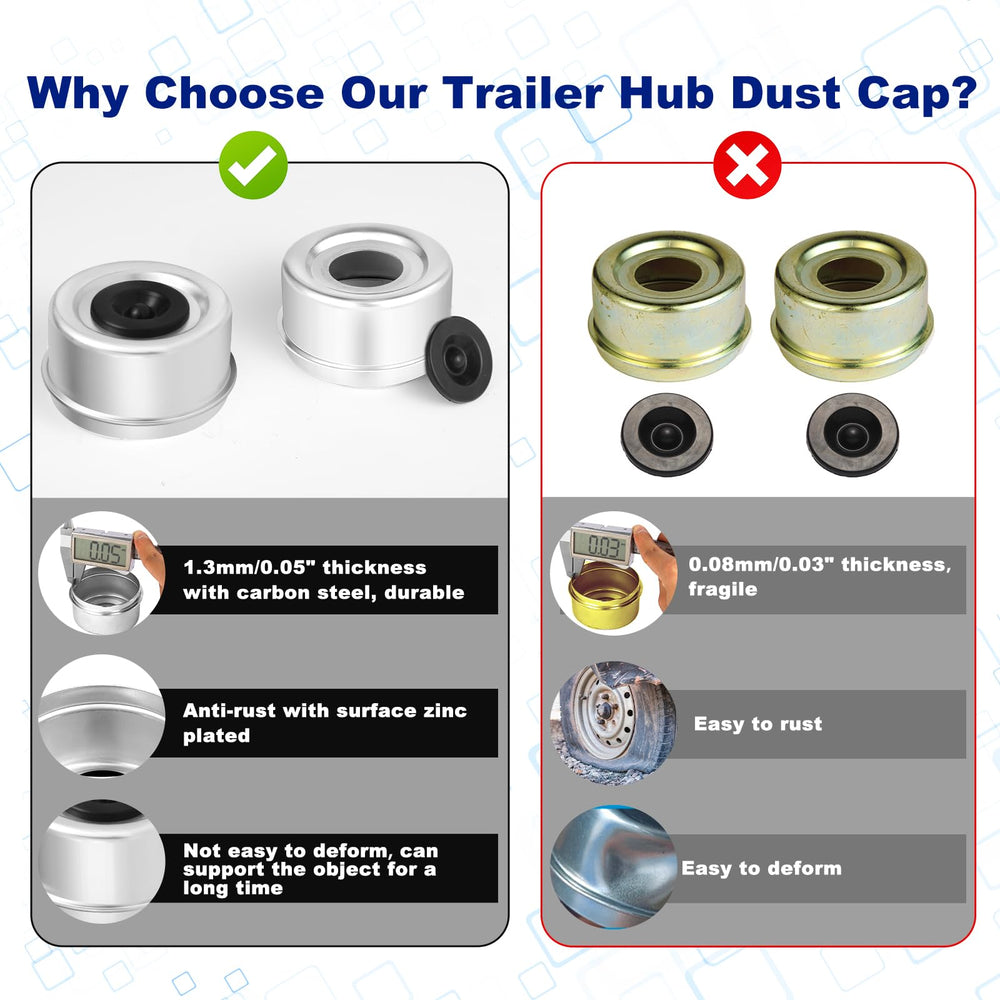 CAETOUNG zinc-plated steel hub cap resists rust