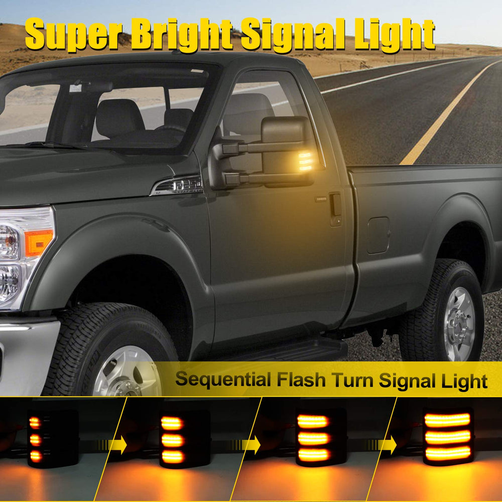 CAFOPAR Ford switchback mirror lights deliver bright amber signals for night visibility.