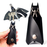 CAILLU Leather Bat Keychain front view, premium leather and durable hardware for everyday carry.