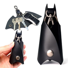 CAILLU Leather Bat Keychain front view, premium leather and durable hardware for everyday carry.