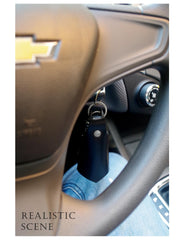CAILLU Leather Bat Keychain side view with belt clip for hands-free access.