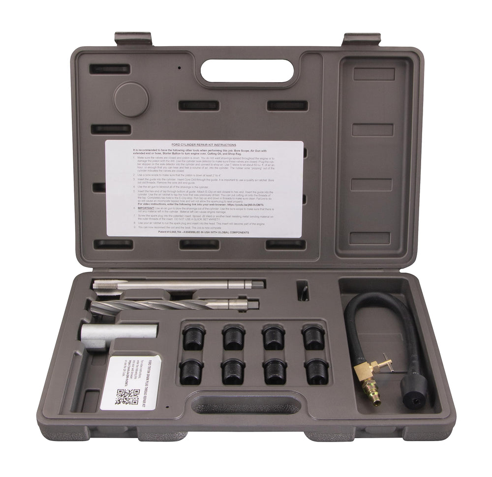 Cal-Van Tools 38900 kit overview for Ford Triton engines, quick spark plug thread repair.