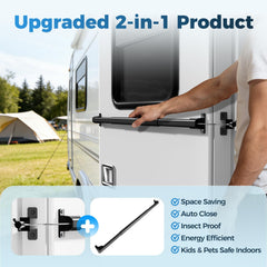 Calanofin auto closer keeps the screen door shut to reduce bugs.