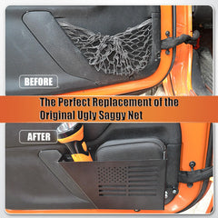 CALBEAU installation kit shows easy mounting on Wrangler JK/JKU doors.