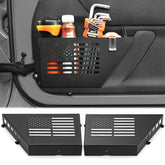 CALBEAU metal front door pocket for Jeep Wrangler keeps essentials neatly stored.