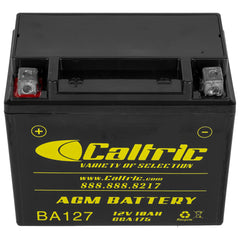 Caltric AGM battery packaging highlights maintenance-free design