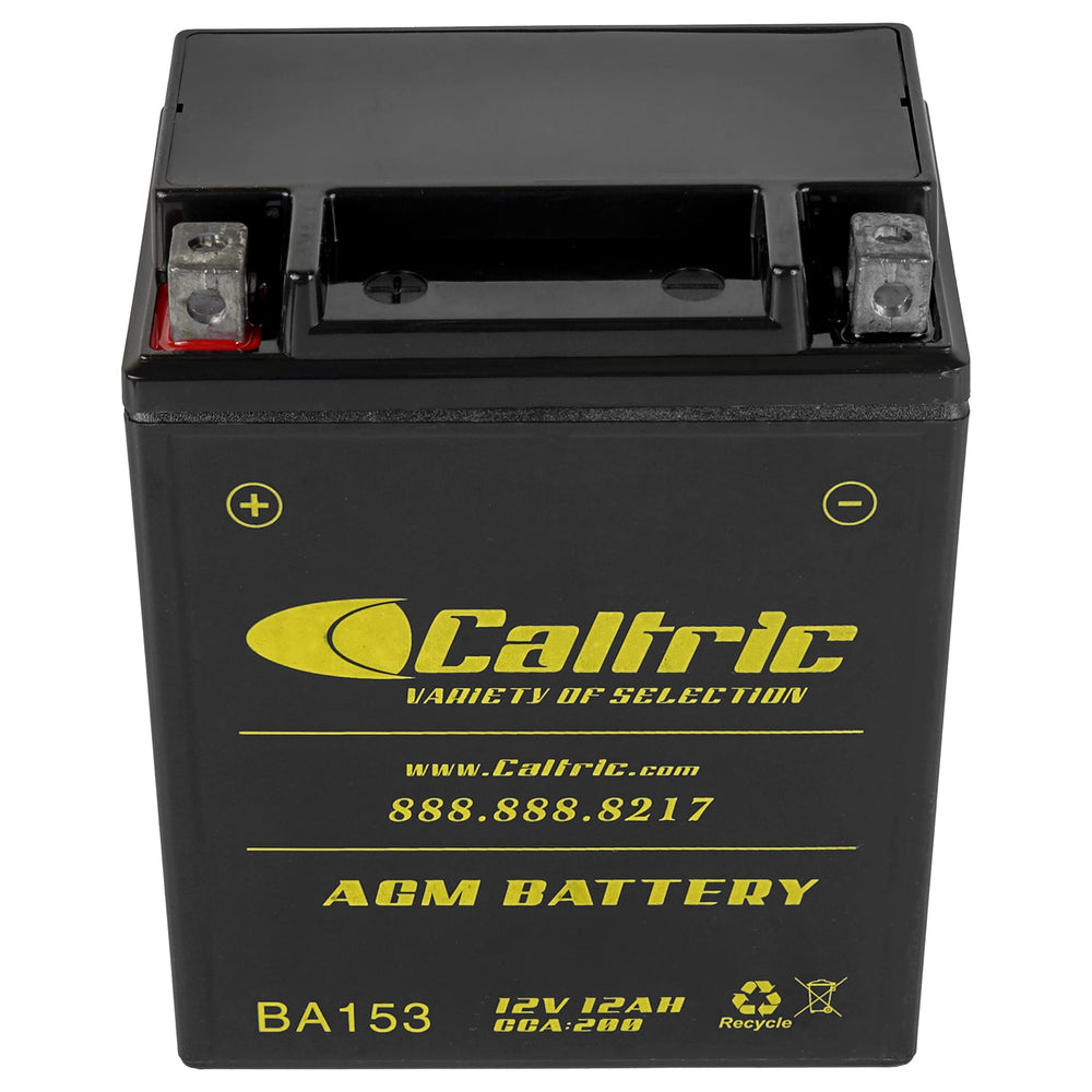 Caltric AGM battery maintenance-free note highlights low maintenance operation.