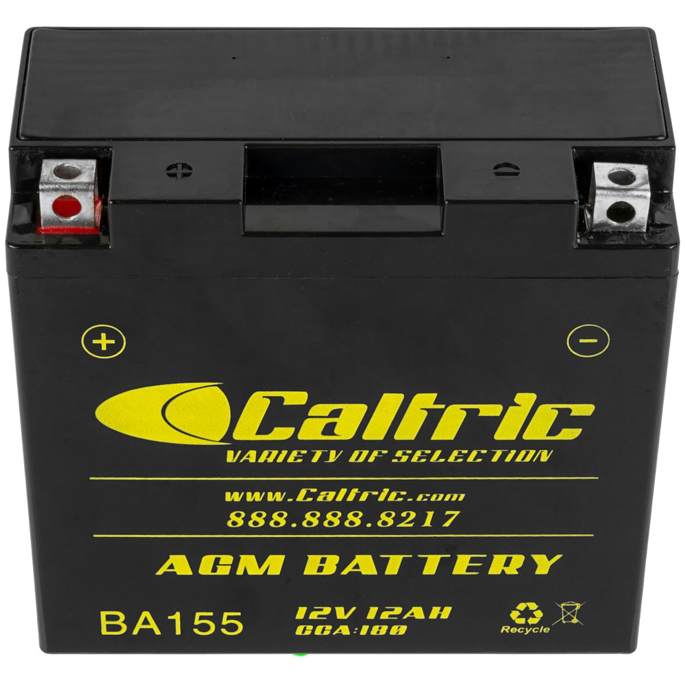 Caltric AGM battery packaging image shows ready-to-install unit with OEM-grade components.