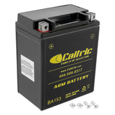 Caltric AGM battery for Polaris Sportsman 500 front view, ready for reliable starting.