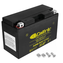 Caltric AGM battery for YFZ450 front view showing compact, reliable starts