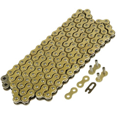 Caltric drive chain packaging includes master link for easy setup.