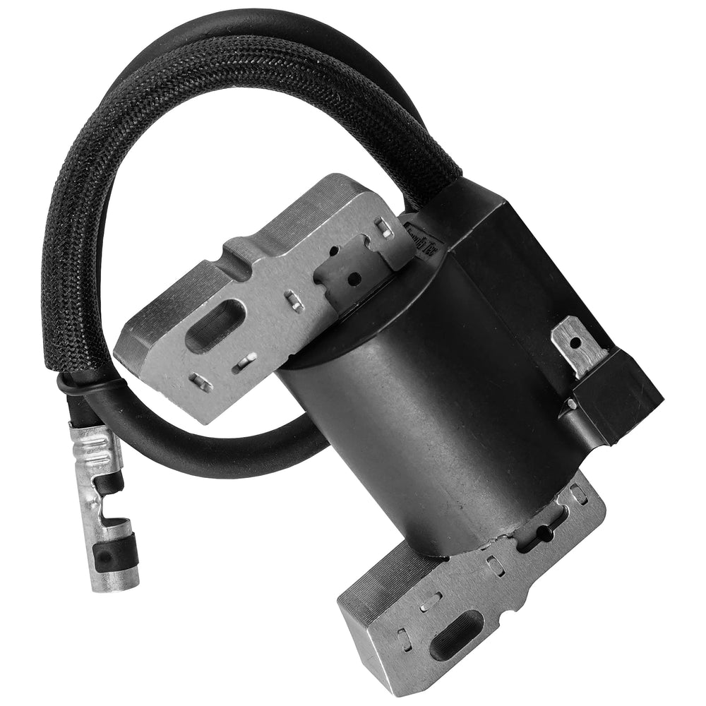 Caltric ignition coil John Deere LA125 closeup indicates reliable ignition for lawn tractors.