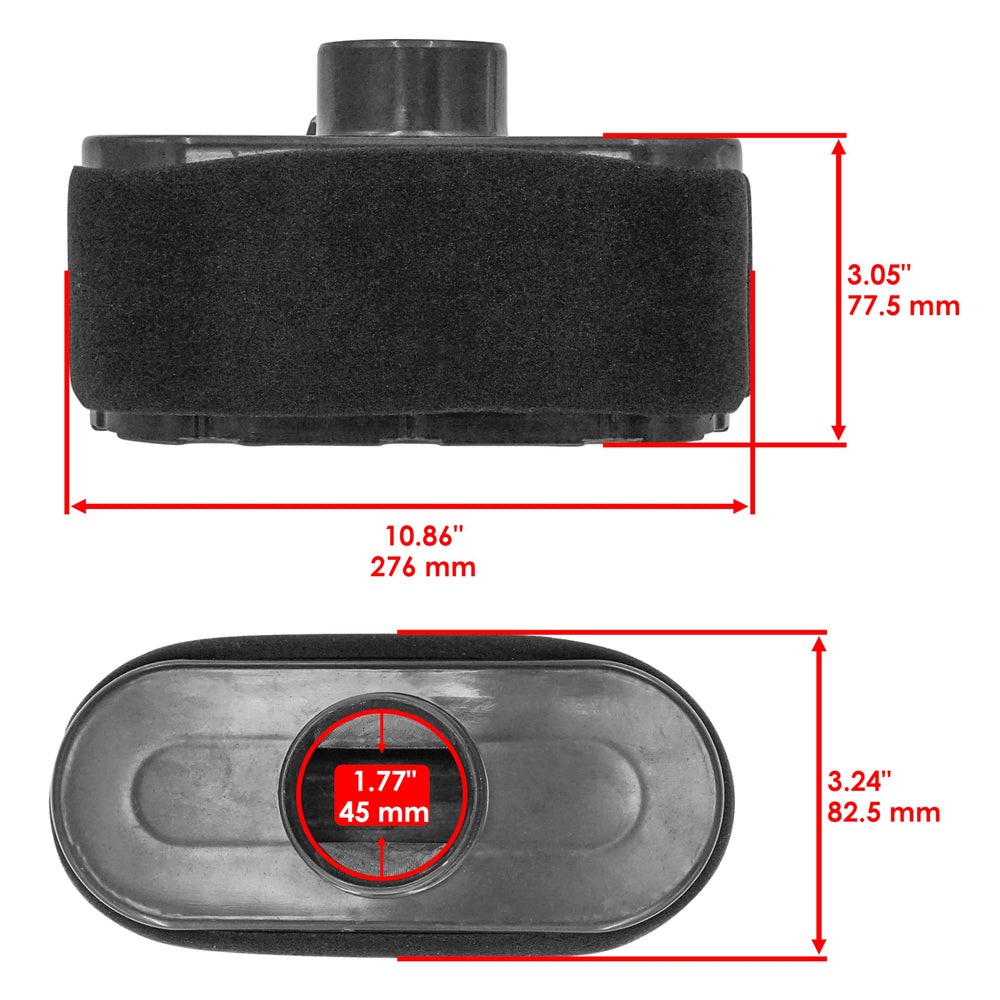 Caltric MIU12555 air filter side view, compact fit for tight engine bays.