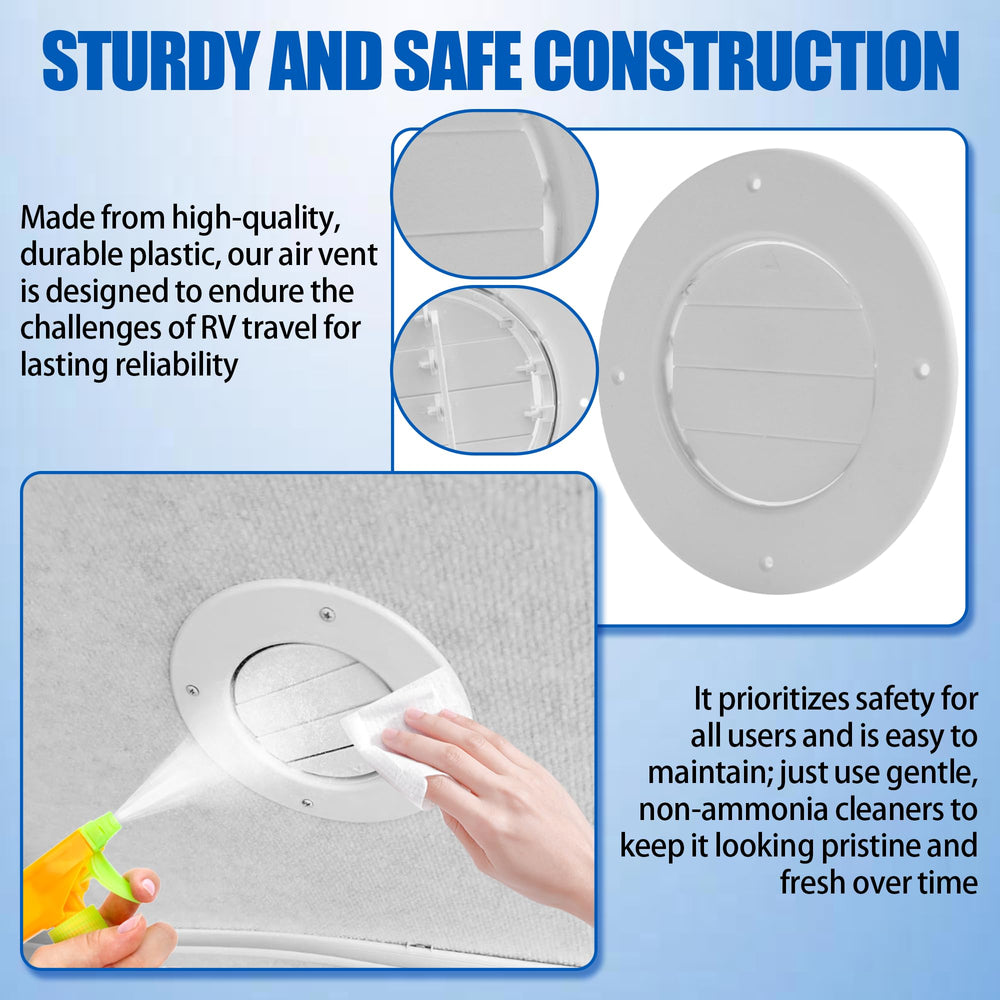 Calvana 4-5/8-inch duct vent cover fits standard RV ceilings for easy upgrade