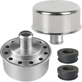 Calvana 4299 chrome valve cover breather with durable steel housing for a sleek engine bay