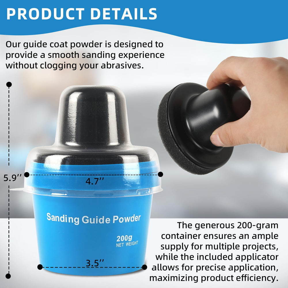 Calvana dry guide coat powder applicator demonstrating even coverage