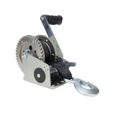 Camco 2000lb boat trailer winch side view shows smooth manual loading