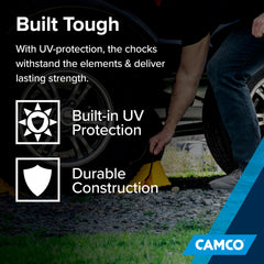 Camco wheel chock suitable for tires up to 26 inches