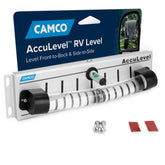 Camco AccuLevel front-mount installation view for quick, accurate trailer leveling.