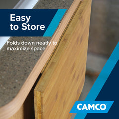 Camco RV kitchen upgrade highlighting space-saving functionality