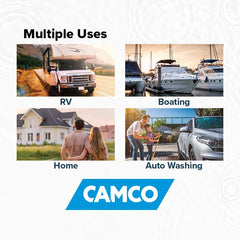 Camco compact lightweight elbow ideal for portable RV storage and travel.