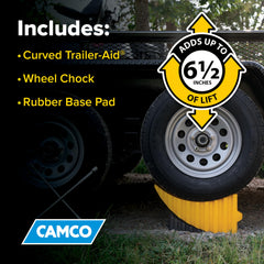 Camco Curved Trailer-Aid compatible with up to 32-inch tires.