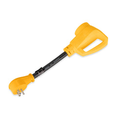 Camco dogbone adapter with 180-degree bend for tight-space hookups.