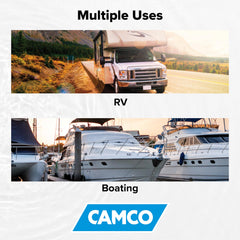 Camco easy-installation with 3/4 garden hose threads simplifies setup.