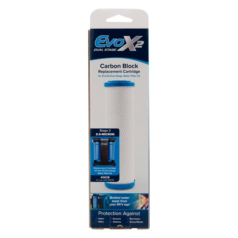 Camco Evo X2 0.5-micron cartridge reducing fine sediment and particles.
