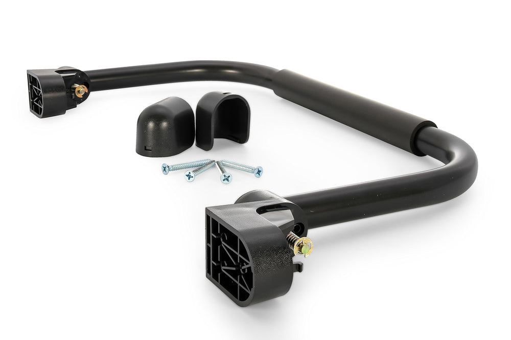 Camco Fold-Away RV Grab Handle extended for secure entry and exit.