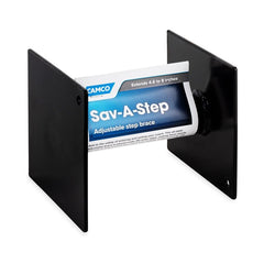Camco Outdoor camper step brace maintains safe entry on rough terrain.