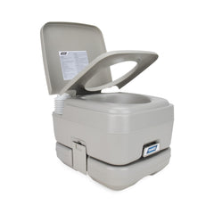 Camco portable toilet holding tank detachable for quick emptying on camping trips.