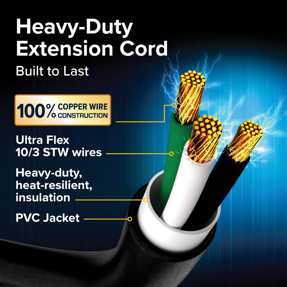 Camco Power Grip 10-gauge copper wires ensure efficient outdoor conductivity.