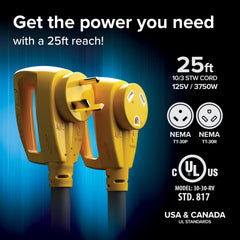 Camco Power Grip flame-retardant PVC jacket protects against weather.