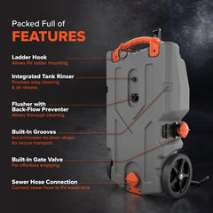Camco Rhino 15-inch rinse adapter supports thorough flush at sites.