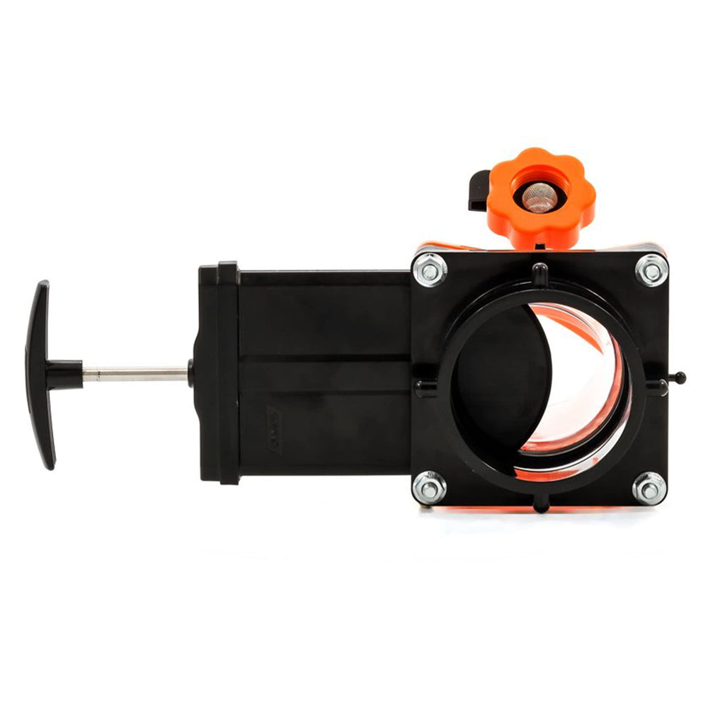 Camco Rhino Blaster Pro gate valve helps prevent backflow during rinsing.